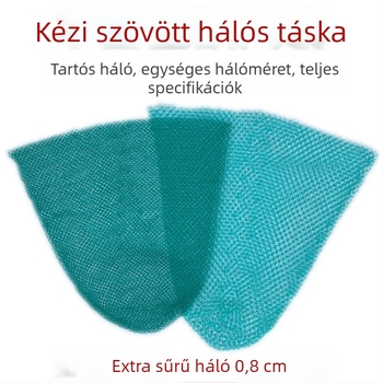 Kézzel szőtt háló táska apró lyukakkal, 9- és 6-szálas fonalból