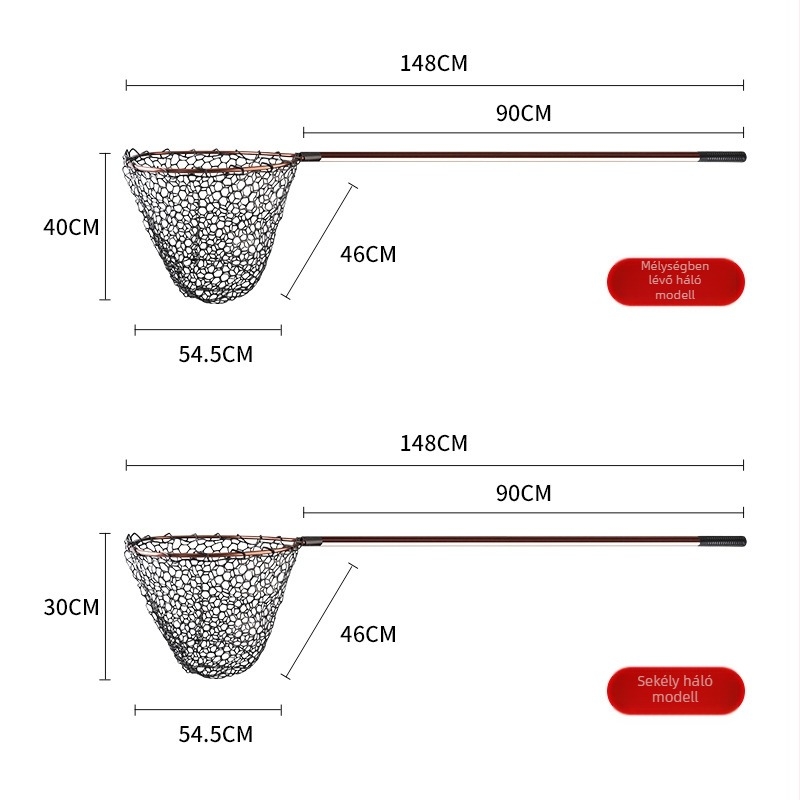Taiyu teleszkópos horgász háló mélyített rekesszel, gumi és üvegszálból készül