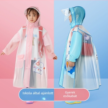 Gyerekeknek készült teljes testű esőkabát, rajzfilm motívummal, egy darab poncsó, CPE anyag, normál vastagság, 350 g