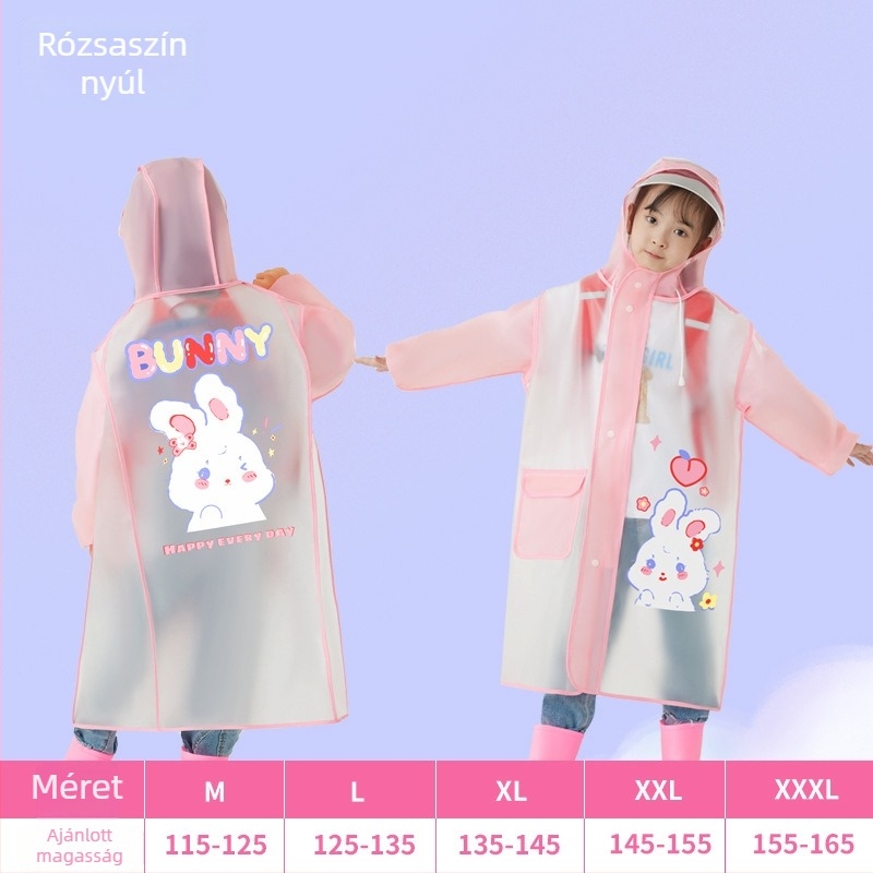 Gyerekeknek készült teljes testű esőkabát, rajzfilm motívummal, egy darab poncsó, CPE anyag, normál vastagság, 350 g