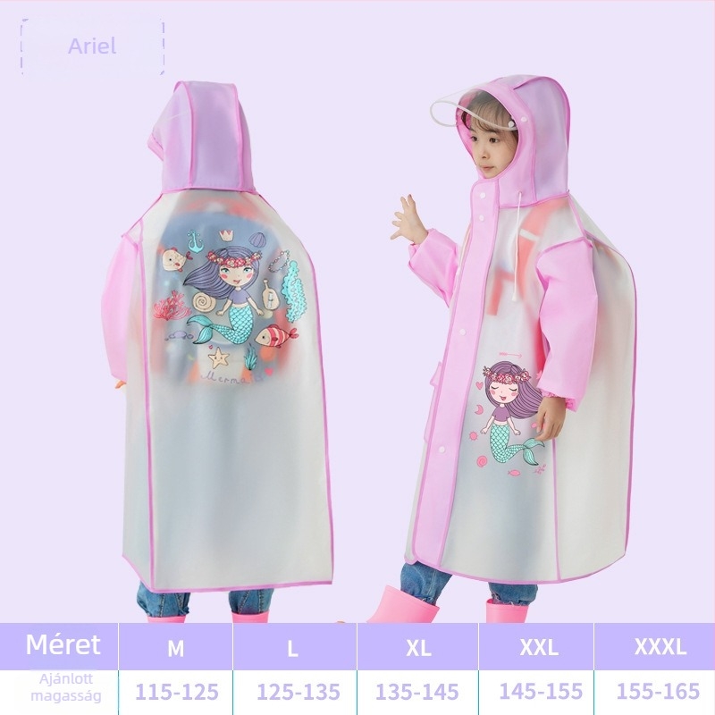 Gyerekeknek készült teljes testű esőkabát, rajzfilm motívummal, egy darab poncsó, CPE anyag, normál vastagság, 350 g