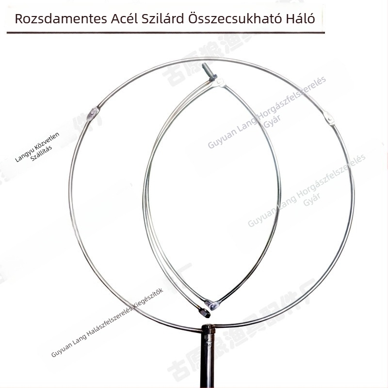 Rozsdamentes acélból készült horgász háló keret, összecsukható, háromszög alakú hálófej