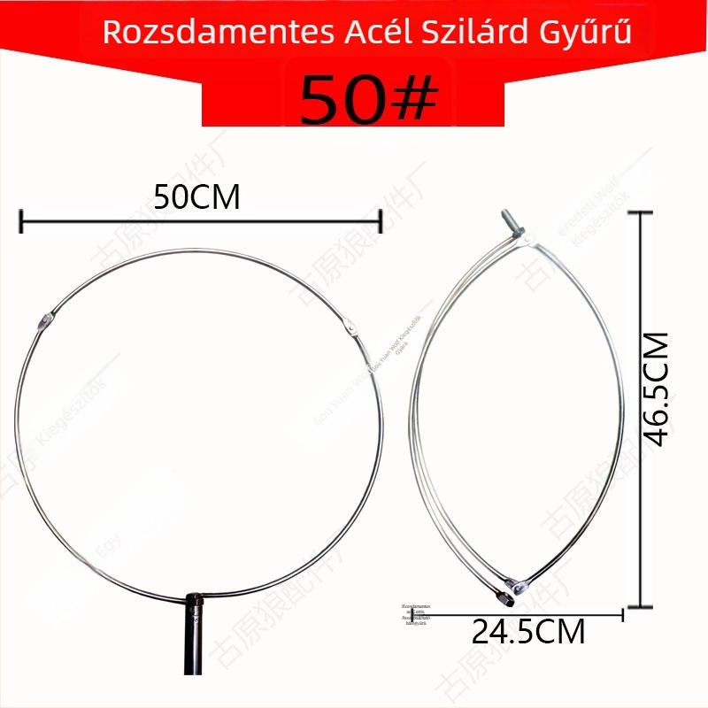 Rozsdamentes acélból készült horgász háló keret, összecsukható, háromszög alakú hálófej