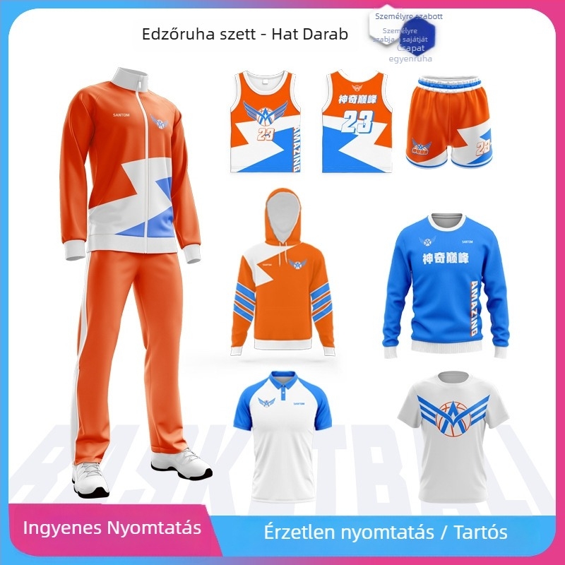 Gyerekeknek tervezett kosárlabda edzőruha hosszú ujjú mez, sublimációs nyomtatás, polieszter keverék anyag (90% poliészter), bélés 90% poliészter, minden évszakhoz megfelelő, gyerekeknek, kosárlabda és egyéb labdajátékokhoz