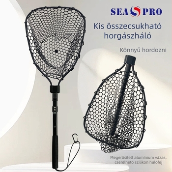 Összecsukható kézi horgász háló, alumínium ötvözet, durva háló, teherbírás 5 kg