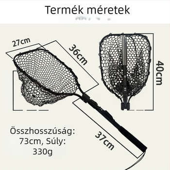 Összecsukható kézi horgász háló, alumínium ötvözet, durva háló, teherbírás 5 kg