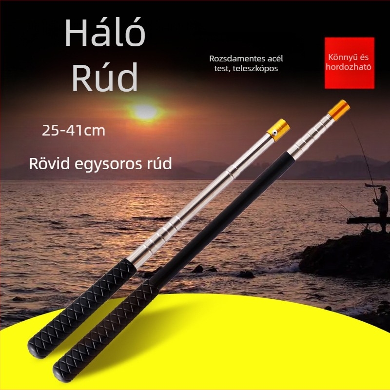 Mini rozsdamentes acél teleszkópos háló rúd halászatához, 5 részre osztható, 100 g