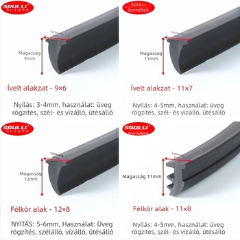 Alumínium ötvözetből készült T-típusú tömítőszalag ajtók és ablakokhoz, 90-es típusú rögzített üveg közti réshez, modell Xjmft