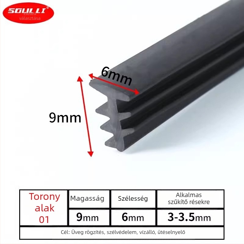 Alumínium ötvözetből készült T-típusú tömítőszalag ajtók és ablakokhoz, 90-es típusú rögzített üveg közti réshez, modell Xjmft