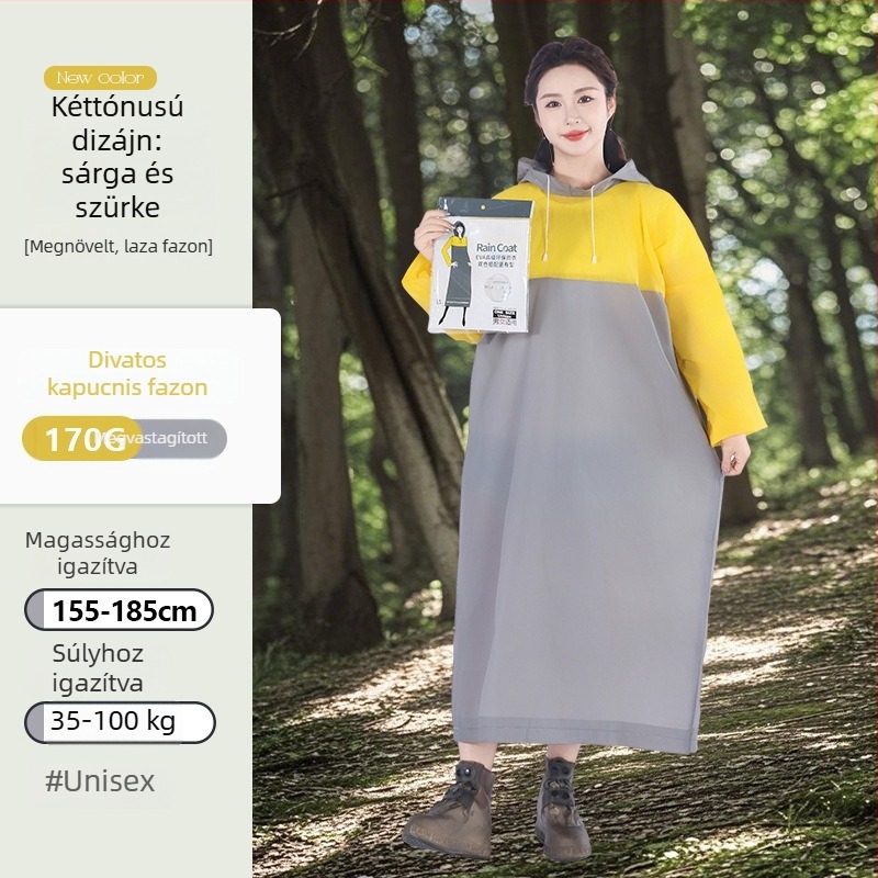 EVA vízálló poncsó felnőtteknek, színblokkolt pulóver-stílus, hosszított kialakítás, túrázáshoz