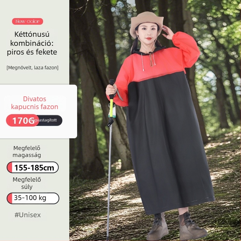 EVA vízálló poncsó felnőtteknek, színblokkolt pulóver-stílus, hosszított kialakítás, túrázáshoz