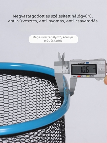 Horgász hálófej, alumínium ötvözet, mély háló, nagy szemű háló, horog elleni bevonat