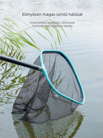 Horgász hálófej, alumínium ötvözet, mély háló, nagy szemű háló, horog elleni bevonat