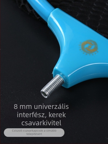 Horgász hálófej, alumínium ötvözet, mély háló, nagy szemű háló, horog elleni bevonat