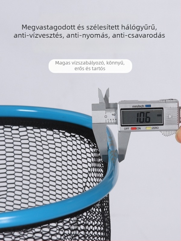 Horgász hálófej, alumínium ötvözet, mély háló, nagy szemű háló, horog elleni bevonat