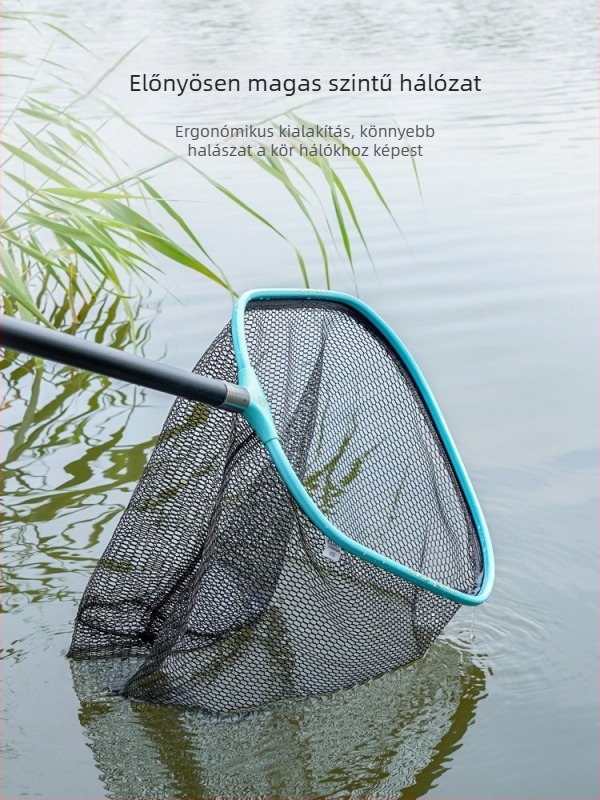 Horgász hálófej, alumínium ötvözet, mély háló, nagy szemű háló, horog elleni bevonat
