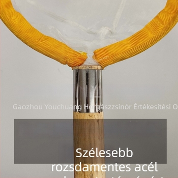 Merítőháló szilárd fából készült nyéllel, fémgyűrűvel és finom szemű nylon hálóval, nem zsugorodik
