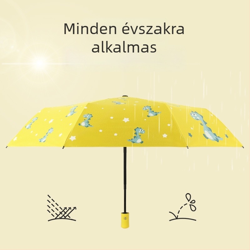 Automatikus nyitású esernyő, vasváz 8 ágakkal, poliészter anyag, műanyag fogantyú, háromrészes Cartoon stílus