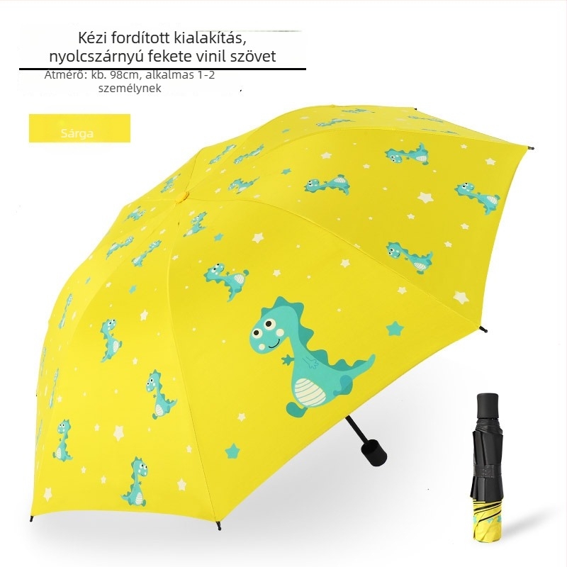 Automatikus nyitású esernyő, vasváz 8 ágakkal, poliészter anyag, műanyag fogantyú, háromrészes Cartoon stílus