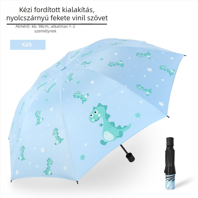 Automatikus nyitású esernyő, vasváz 8 ágakkal, poliészter anyag, műanyag fogantyú, háromrészes Cartoon stílus