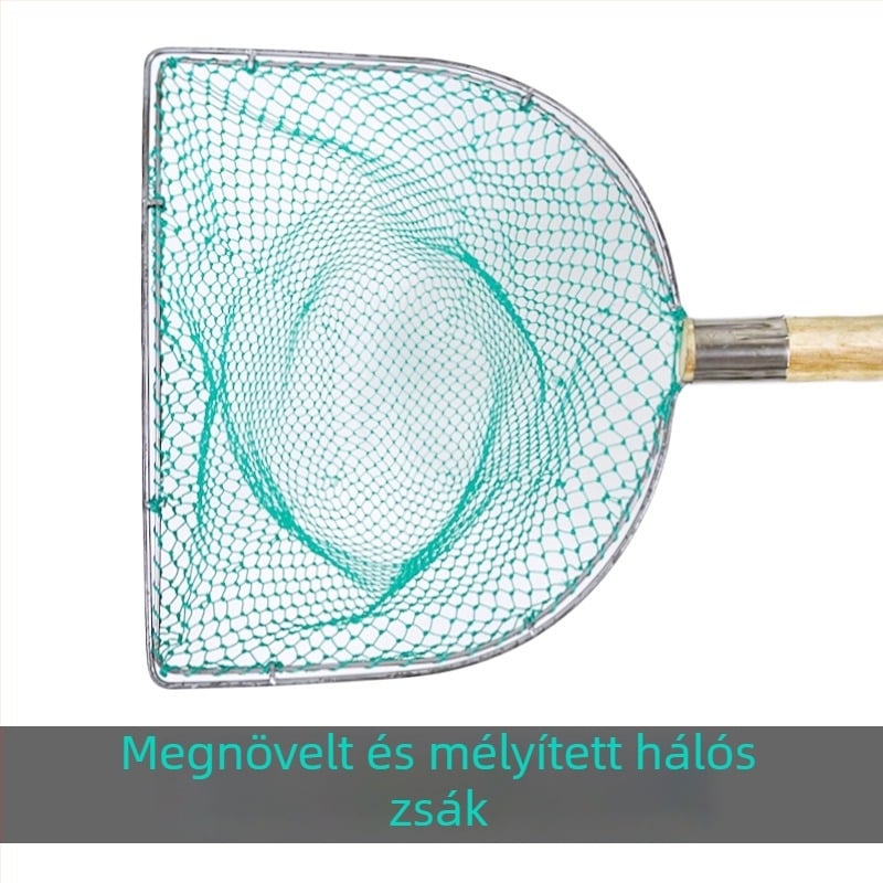 Fából készült merítőháló fogantyúval — ideális éttermeknek és piacoknak; durva szemű háló halak és garnélák számára, tavakhoz