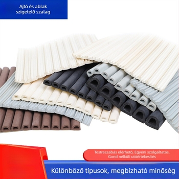 Önadhéziós ajtó- és ablak tömítőszalag - D-típusú szivacsos habszalag, tömítés az ajtó és ablak közti résekhez, magas hőmérséklet-állóság