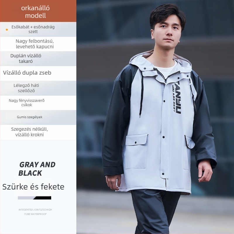 Motorkerékpáros esőkabát és esőnadrág szett - PVC 0,23 mm vastag anyag, testreszabható logó