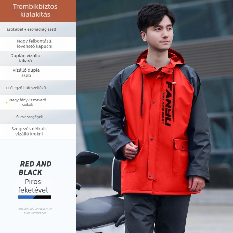 Motorkerékpáros esőkabát és esőnadrág szett - PVC 0,23 mm vastag anyag, testreszabható logó