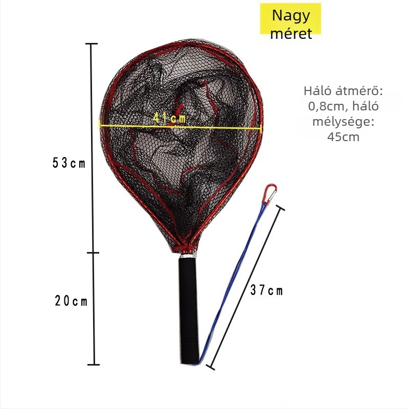 Csali-horgász háló, könnyű, rövid nyél, egyrészes alumínium ötvözet design, hordozható mini háló folyóparti és csónakos horgászathoz