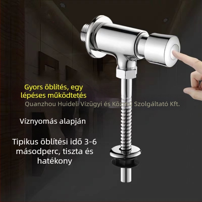 Urinalis öblítő szelep, réz testtel, Kaidi Dragon, kézi működtetés, késleltetett záródás, DN15–DN25, nyomás 0–1.2 bar, öblítési idő 1–3 s