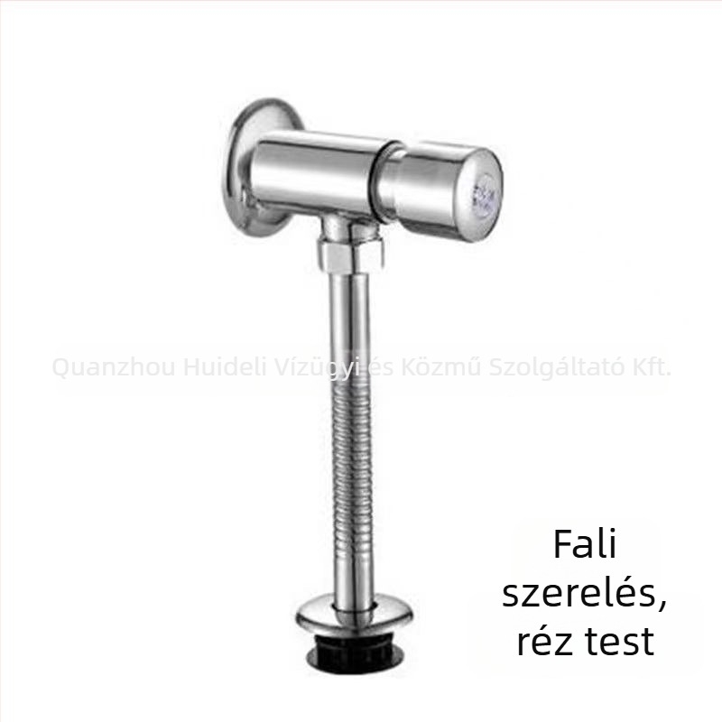 Urinalis öblítő szelep, réz testtel, Kaidi Dragon, kézi működtetés, késleltetett záródás, DN15–DN25, nyomás 0–1.2 bar, öblítési idő 1–3 s