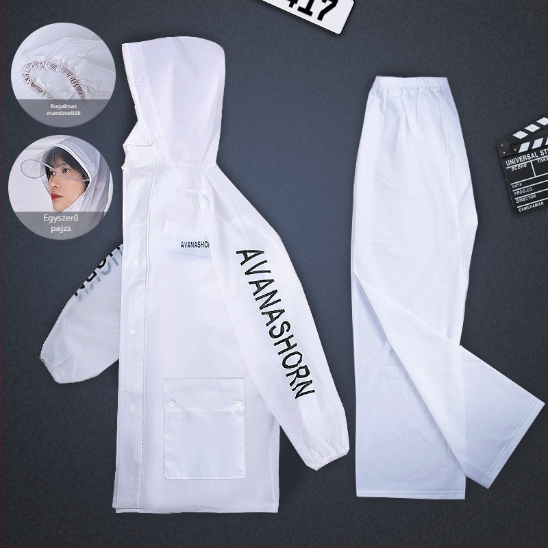 Motorkerékpár esőruha poncsó szett: elválasztott esőkabát és esőnadrág, PVC anyag, felnőtt, 1 személy