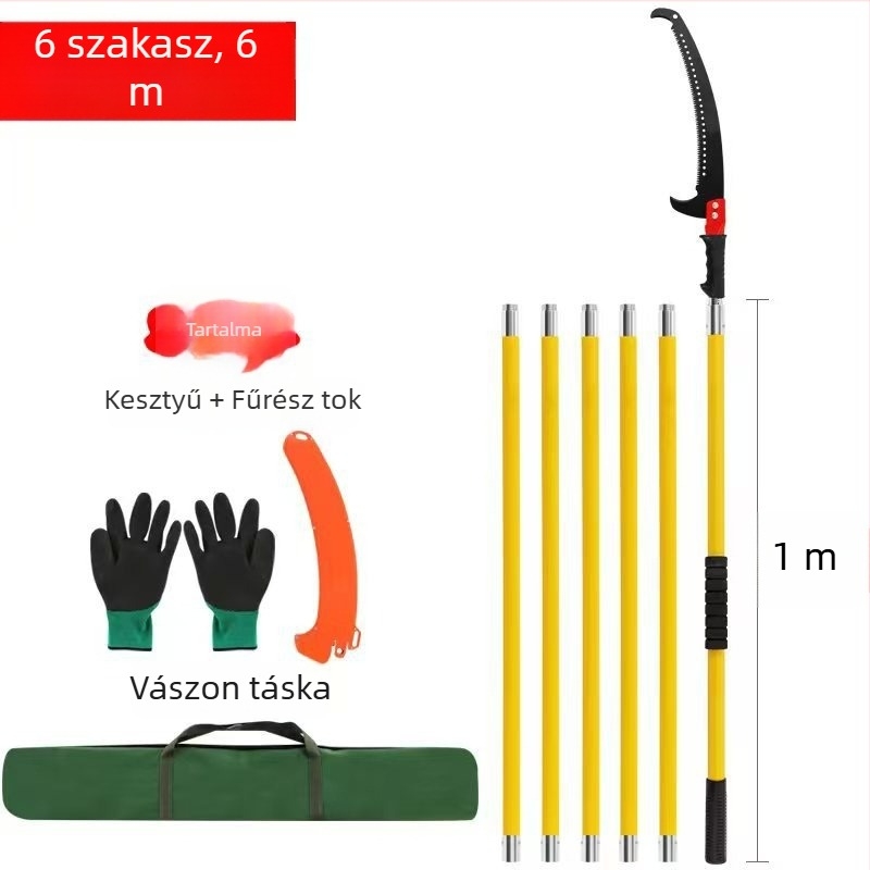 Üvegszálas nyélű gallyvágó fűrész magas ágakhoz