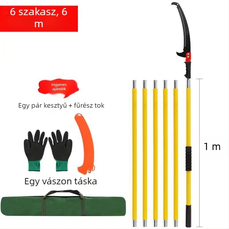 Üvegszálas nyélű gallyvágó fűrész magas ágakhoz