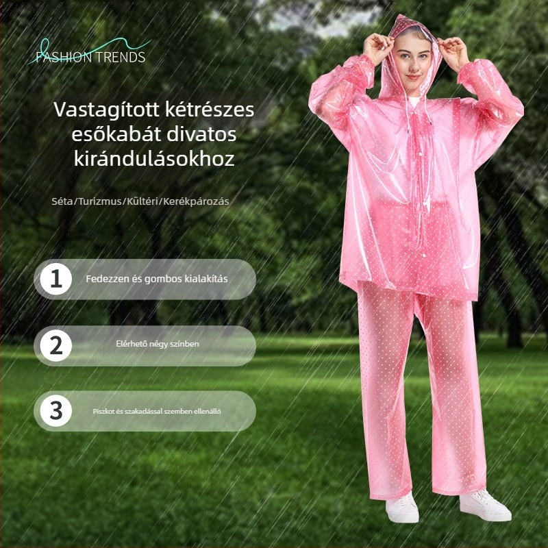 PVC esőkabát és esőnadrág szett cipzárral kültéri túrákhoz és horgászathoz — Vastag PVC anyag