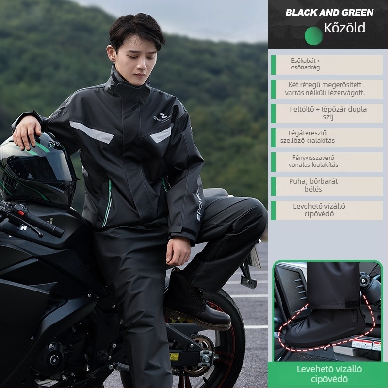 Motorkerékpár esőponcho készlet - Heavy Rain, Chun Ya szövet 22 denier PVC bevonattal, felnőtt, 1 személy, testreszabható és logó