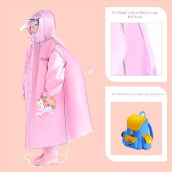 Gyerekeknek szóló esőponcsó karikatúra stílusban, hátizsák számára (Karikatúra stílus • EVA anyag • 205 g • alkalmas gyermekeknek)