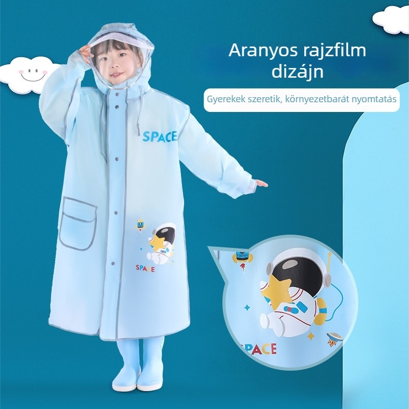 Gyerekeknek szóló esőponcsó karikatúra stílusban, hátizsák számára (Karikatúra stílus • EVA anyag • 205 g • alkalmas gyermekeknek)