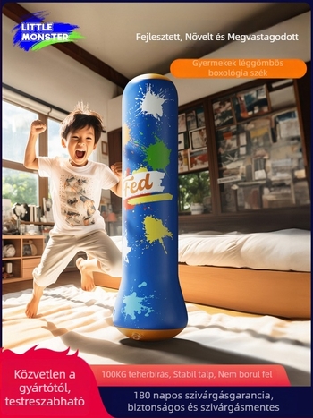 Gyermekeknek szóló felfújható boxoló oszlop, PVC, függőleges kialakítás, 0.36 kg, modell FED-QJZ-00-01