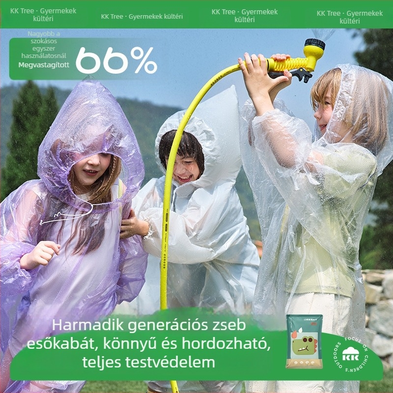 Egyszer használatos PE poncsó egy személyre – gyermek esőkabát túrázáshoz, Kocotree