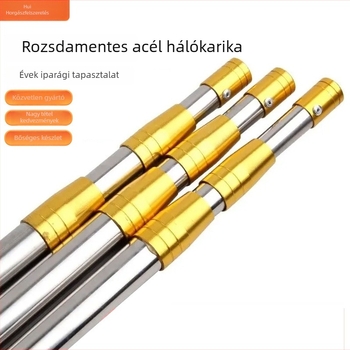Rozsdamentes acélból készült teleszkópos halászhálóbot, pozicionáló bot, ultrahard, vastagított teleszkópos rúd, 3 részes