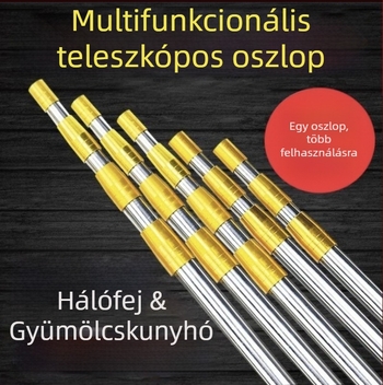 Rozsdamentes acélból készült teleszkópos halászhálóbot, pozicionáló bot, ultrahard, vastagított teleszkópos rúd, 3 részes