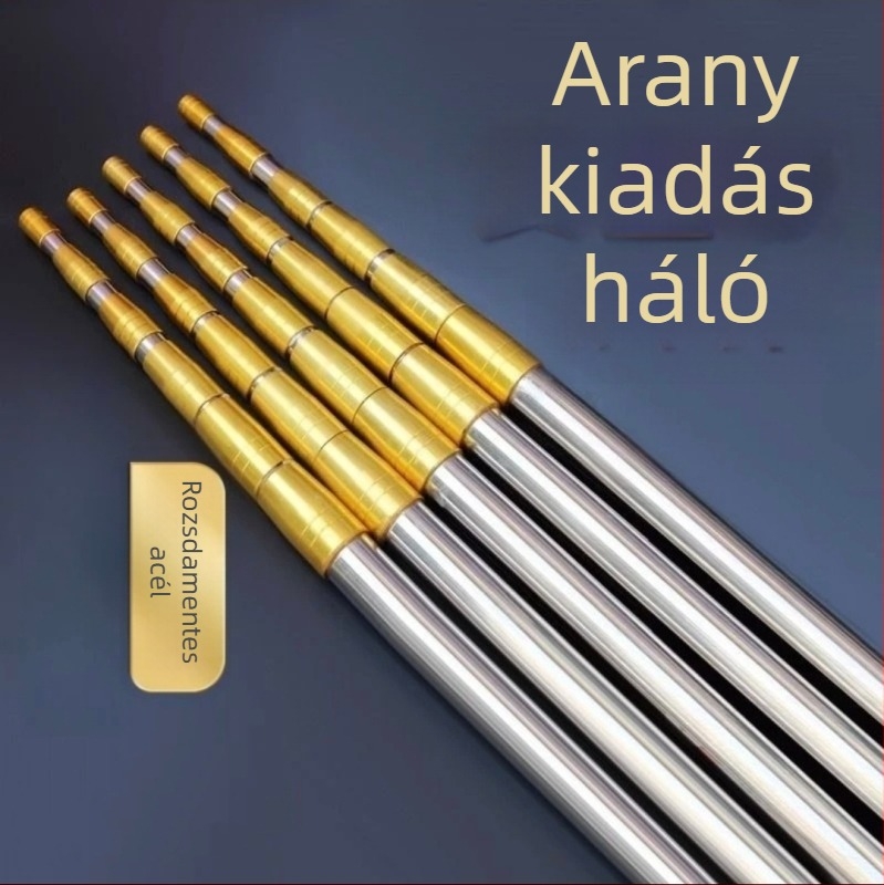 Rozsdamentes acélból készült teleszkópos halászhálóbot, pozicionáló bot, ultrahard, vastagított teleszkópos rúd, 3 részes