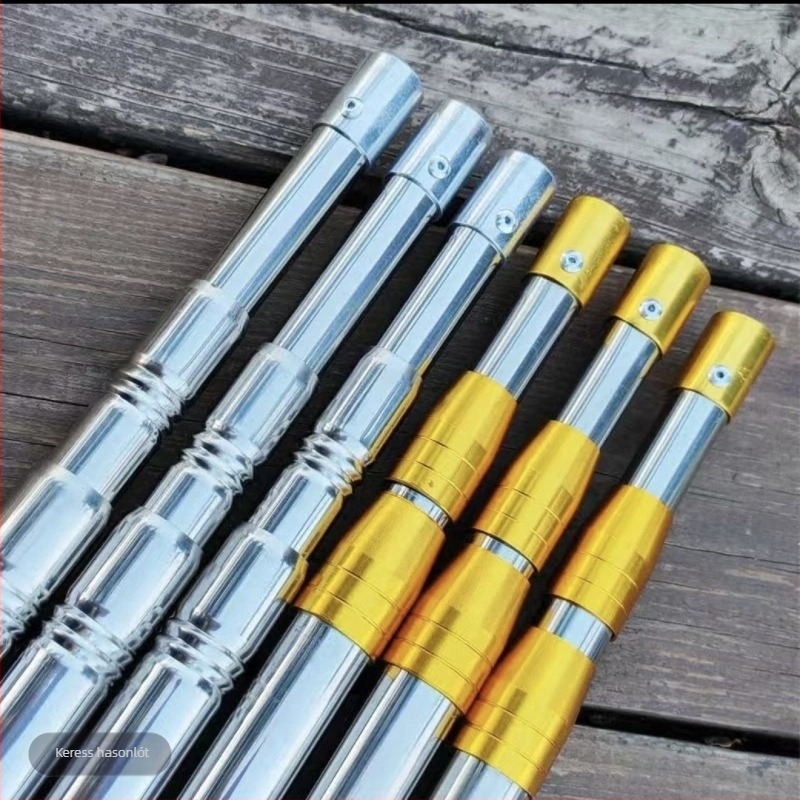 Rozsdamentes acélból készült teleszkópos halászhálóbot, pozicionáló bot, ultrahard, vastagított teleszkópos rúd, 3 részes