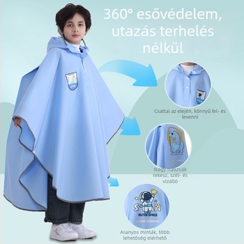 Gyerek esőponcho, teljes testet fedő vízálló EVA anyagból, rajzfilm-stílusú, iskolába járó gyermekeknek hátizsákkal