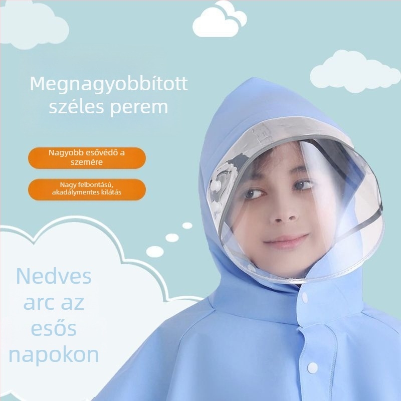 Gyerek esőponcho, teljes testet fedő vízálló EVA anyagból, rajzfilm-stílusú, iskolába járó gyermekeknek hátizsákkal