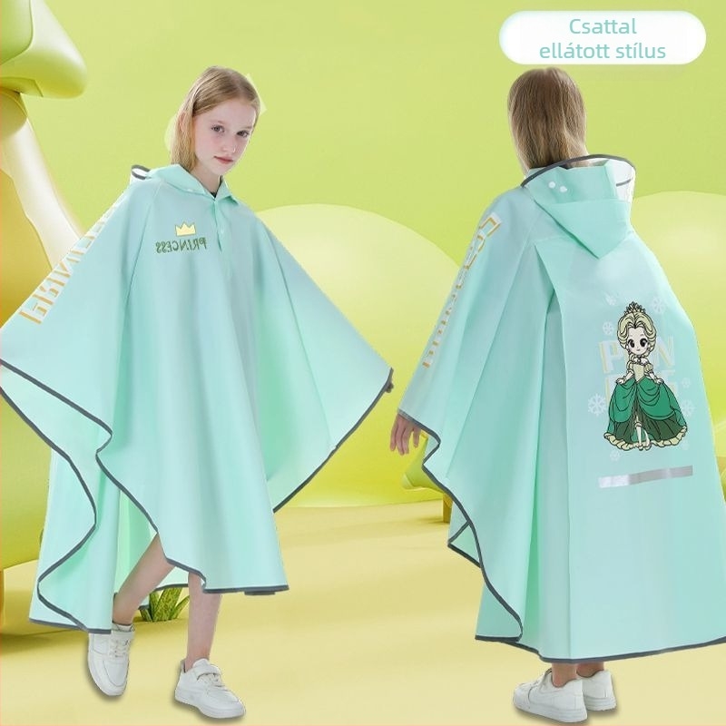 Gyerek esőponcho, teljes testet fedő vízálló EVA anyagból, rajzfilm-stílusú, iskolába járó gyermekeknek hátizsákkal