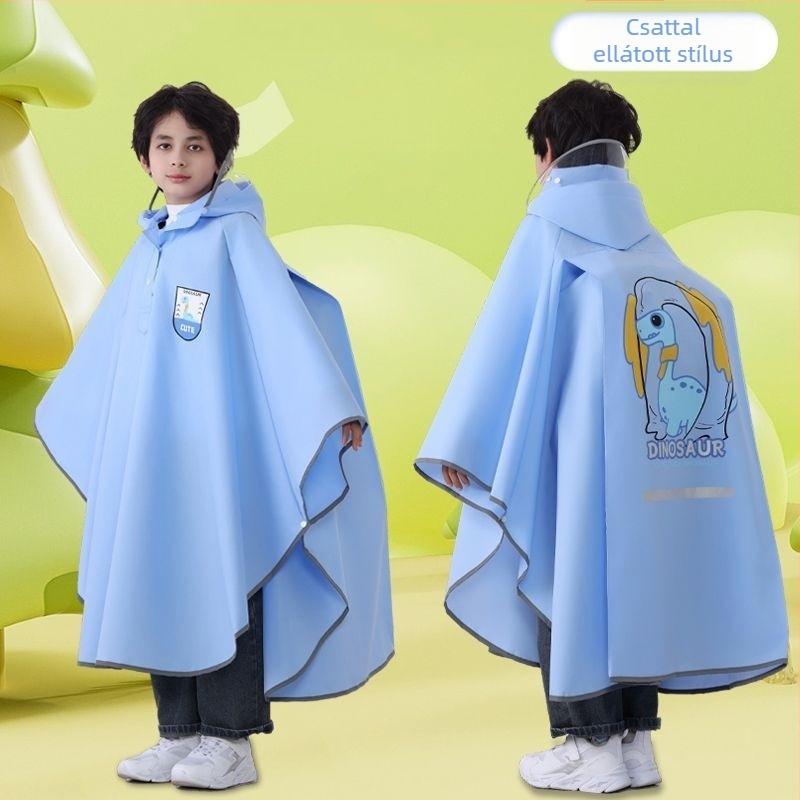 Gyerek esőponcho, teljes testet fedő vízálló EVA anyagból, rajzfilm-stílusú, iskolába járó gyermekeknek hátizsákkal