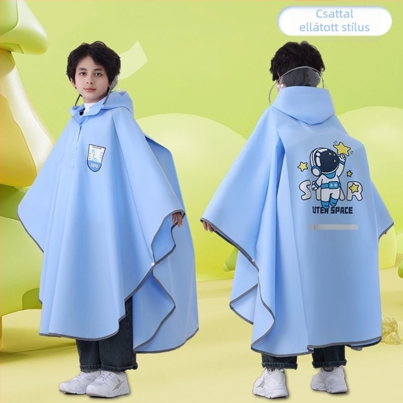 Gyerek esőponcho, teljes testet fedő vízálló EVA anyagból, rajzfilm-stílusú, iskolába járó gyermekeknek hátizsákkal