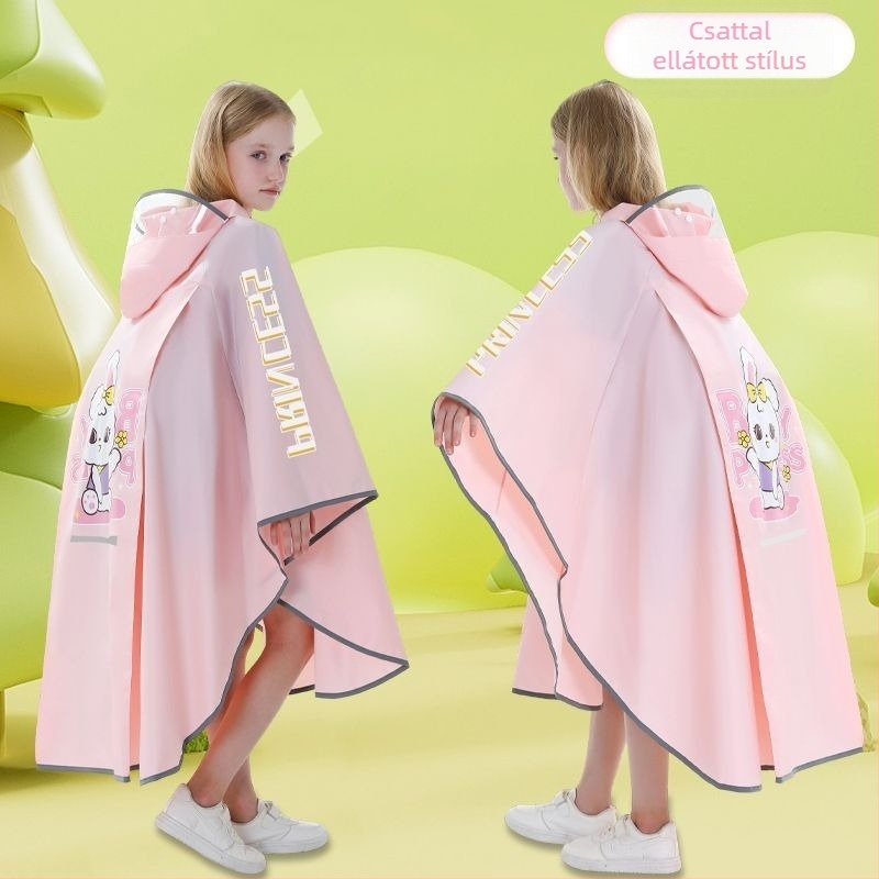 Gyerek esőponcho, teljes testet fedő vízálló EVA anyagból, rajzfilm-stílusú, iskolába járó gyermekeknek hátizsákkal